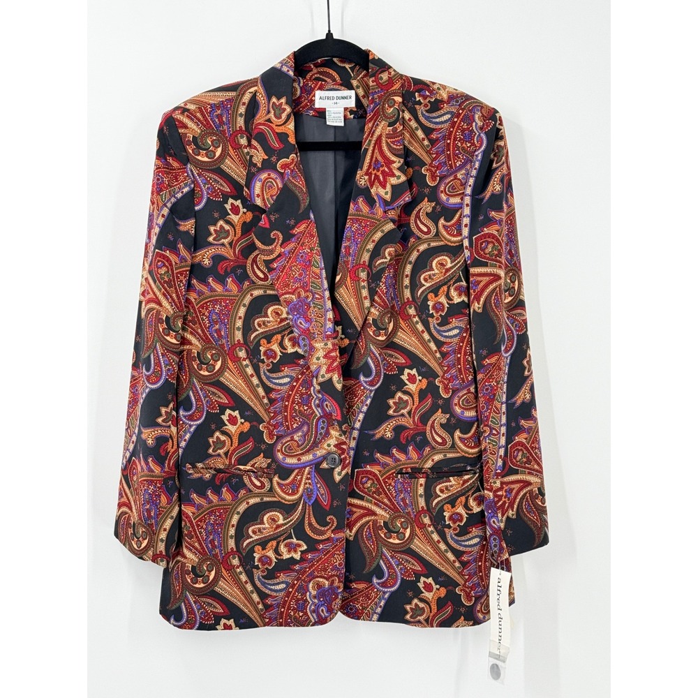 NWT vtg 90s Alfred Dunner Paisley Blazer Womens Sz 14 dead stock colorful office